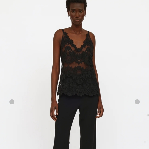 ARITZIA BABATON Navy Franck Sheer Lace Camisole Top - Picture 2 of 12